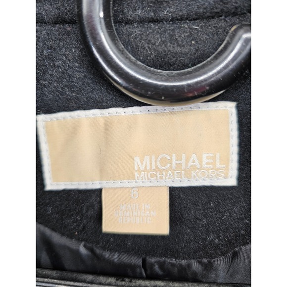 Michael Kors Womens Black Double Breasted Gold Button Peacoat Jacket Size 6 - Picture 6 of 6